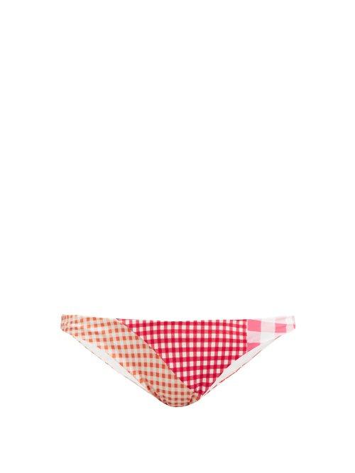 Matchesfashion.com Marysia - Suffolk Patchwork Gingham Bikini Briefs - Womens - Red White