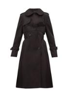 Matchesfashion.com Simone Rocha - Ruffle Trimmed Belted Double Breasted Trench Coat - Womens - Black