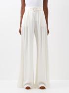 Zimmermann - Belted Wide-leg Silk Trousers - Womens - Cream