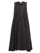 Matchesfashion.com Rochas - Bow-embellished Faille Midi Dress - Womens - Black