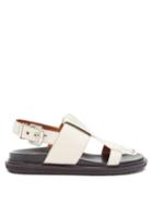 Matchesfashion.com Marni - Fringed Leather Slingback Sandals - Womens - White