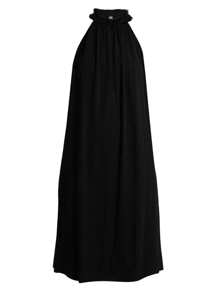 Raquel Allegra Halterneck Crepe Midi Dress