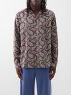 Etro - Cuban-collar Paisley-print Cotton Shirt - Mens - Blue Multi