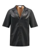 Mens Rtw Nanushka - Osmo Cuban-collar Faux-leather Shirt - Mens - Black