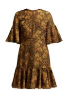 Matchesfashion.com Borgo De Nor - Alba Floral Print Crepe Dress - Womens - Leopard