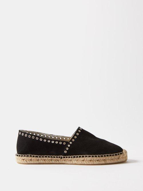 Isabel Marant - Canae Eyelet-embellished Suede Espadrilles - Womens - Black