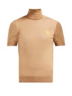 Matchesfashion.com Prada - Logo Intarsia Roll Neck Wool Sweater - Womens - Camel