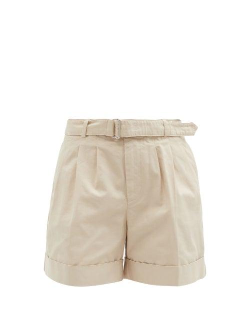 Matchesfashion.com Officine Gnrale - Georgia Belted Cotton-twill Shorts - Womens - Beige