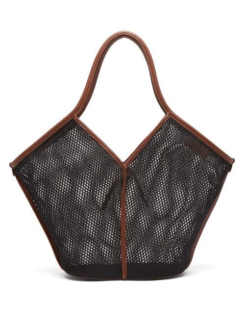 Hereu - Calella Leather-trimmed Mesh Tote Bag - Womens - Black Multi