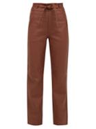 Matchesfashion.com Sea - Lidia High Rise Leather Trousers - Womens - Brown