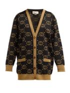 Matchesfashion.com Gucci - Gg Jacquard Knit Wool Blend Sweater - Womens - Black Gold