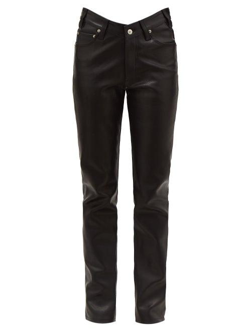 Matchesfashion.com Balenciaga - V Waist Leather Trousers - Womens - Black
