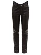 Matchesfashion.com Balenciaga - V Waist Leather Trousers - Womens - Black