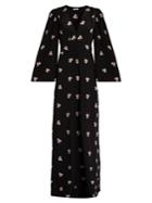 Vilshenko Imogen Clover-print V-neck Silk Gown