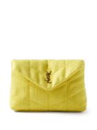 Saint Laurent - Monogram Matelass-canvas Envelope Clutch - Womens - Yellow