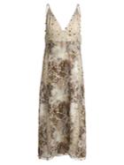 Christopher Kane Marble-print Embroidered Cady And Georgette Dress