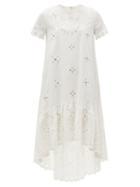 Matchesfashion.com Redvalentino - Scalloped Cotton-blend Broderie-anglaise Dress - Womens - White