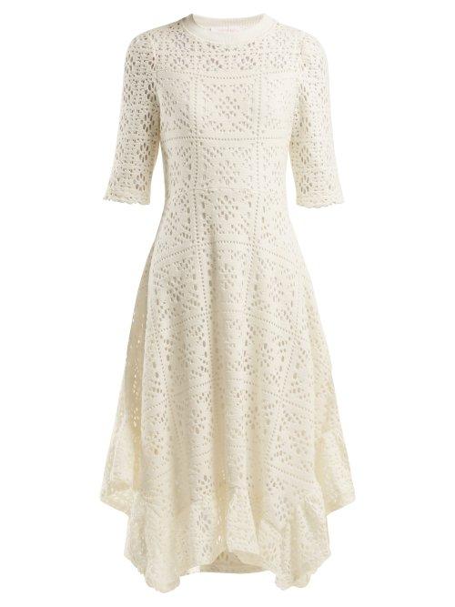 Matchesfashion.com See By Chlo - Dipped Hem Lace Dress - Womens - White