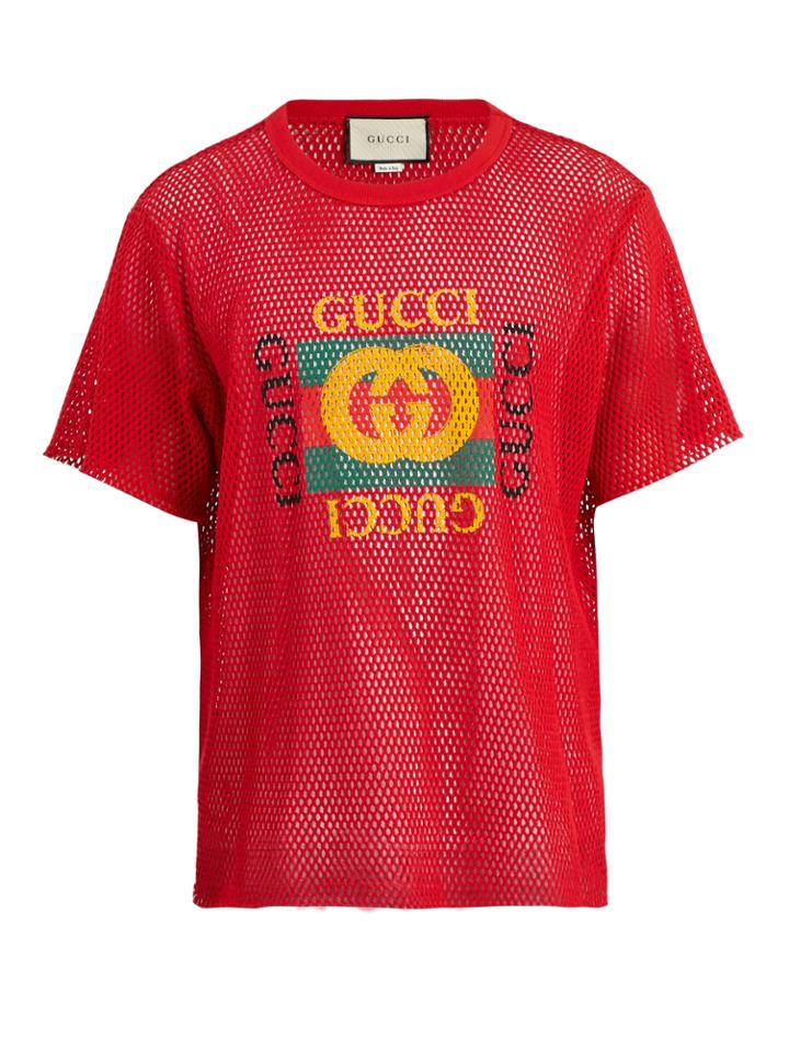 Gucci Logo-print Cotton-blend Mesh T-shirt