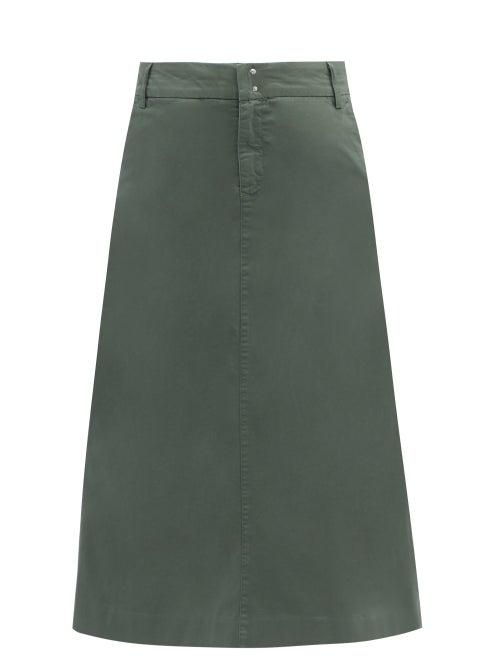Ladies Rtw A.p.c. - Elvira Cotton-chino Midi Skirt - Womens - Khaki