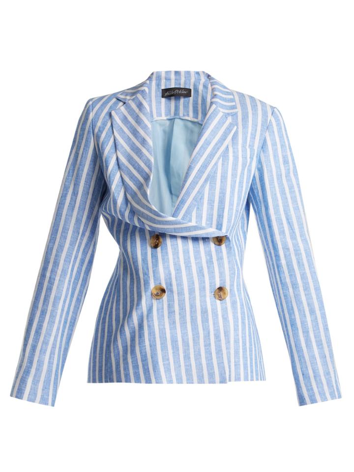 Anna October Asymmetric Double-breast Linen Blazer