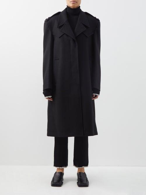 Mm6 Maison Margiela - Single-breasted Wool-blend Felt Coat - Womens - Black