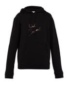 Matchesfashion.com Saint Laurent - Destroyed Logo Printed Cotton Hooded Sweatshirt - Mens - Black Multi