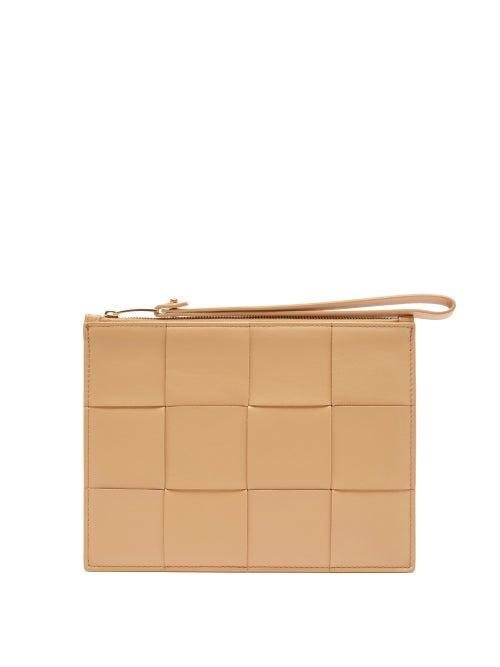 Bottega Veneta - Cassette Intrecciato-leather Purse - Womens - Beige