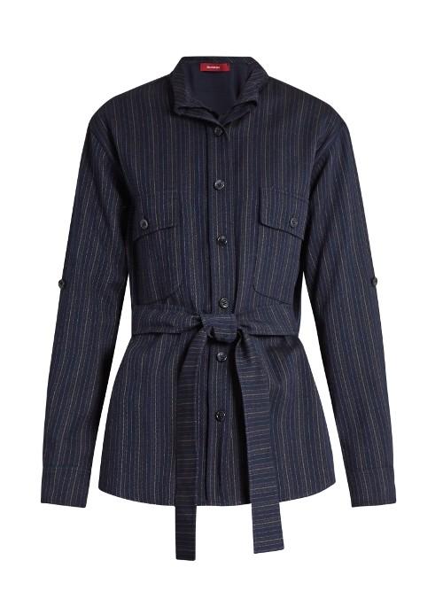 Sies Marjan Pinstriped Double-layer Wool-blend Shirt