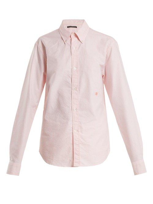 Matchesfashion.com Acne Studios - Face Striped Cotton Shirt - Womens - Pink Stripe