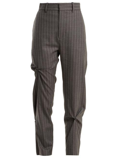 Matchesfashion.com Charles Jeffrey Loverboy - High Rise Pinstripe Wool Trousers - Womens - Grey