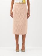 Gucci - Gg-jacquard Cotton-blend Faille Pencil Skirt - Womens - Nude