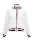 Matchesfashion.com Thom Browne - Tri Colour Striped Cotton Piqu Cardigan - Womens - White