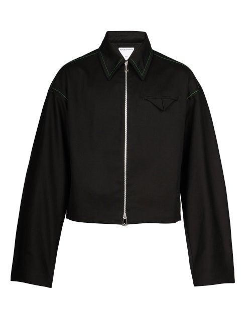 Bottega Veneta - Topstitched Zipped Twill Jacket - Mens - Black