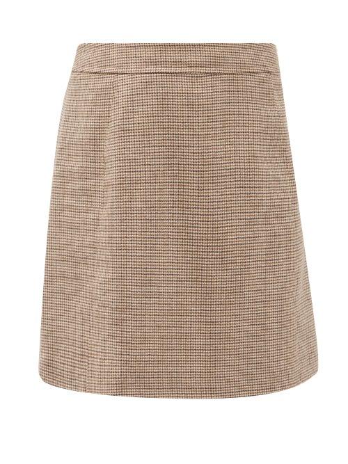 Matchesfashion.com A.p.c. - Sonia Shepherd-check Wool-twill Mini Skirt - Womens - Beige