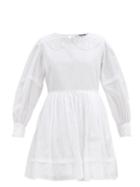 Matchesfashion.com Msgm - Broderie Anglaise-trimmed Cotton Dress - Womens - White
