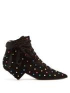 Matchesfashion.com Saint Laurent - Blaze Point Toe Crystal Embellished Boots - Womens - Black Multi