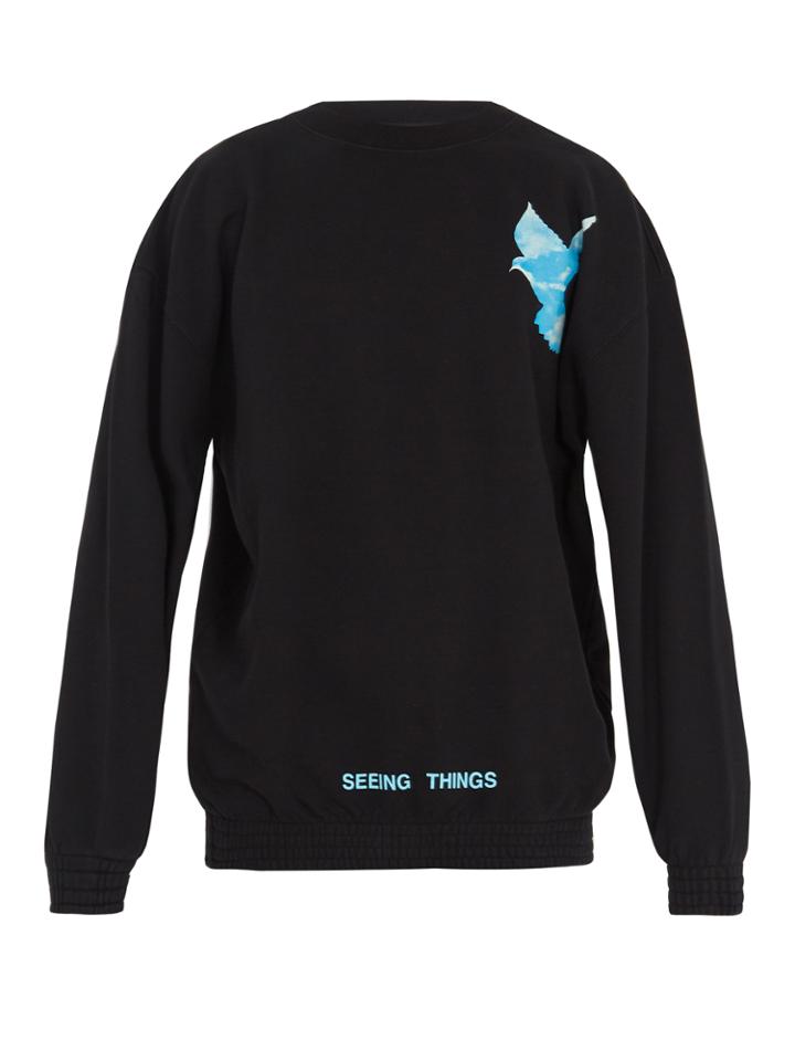 Off-white Not Real Dove-print Cotton Sweatshirt