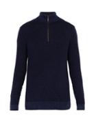 Matchesfashion.com Iris Von Arnim - Kolumbus Half Zip Stonewashed Cashmere Sweater - Mens - Navy