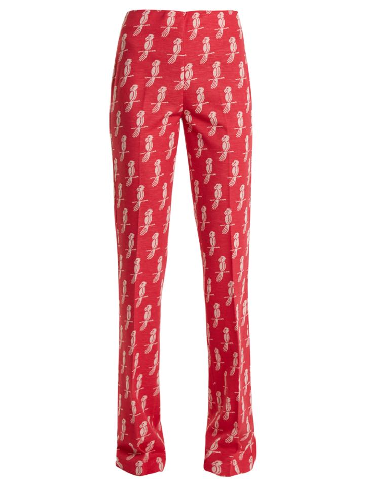 Miu Miu High-rise Parrot-intarsia Wool-blend Trousers