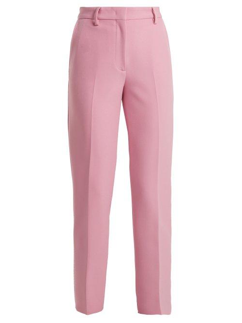 Matchesfashion.com Msgm - Mid Rise Crepe Trousers - Womens - Light Pink