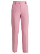 Matchesfashion.com Msgm - Mid Rise Crepe Trousers - Womens - Light Pink