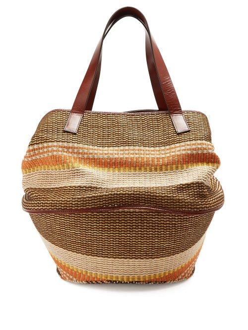 Matchesfashion.com Weekend Max Mara - Party Raffia And Leather Basket Bag - Womens - Brown Multi