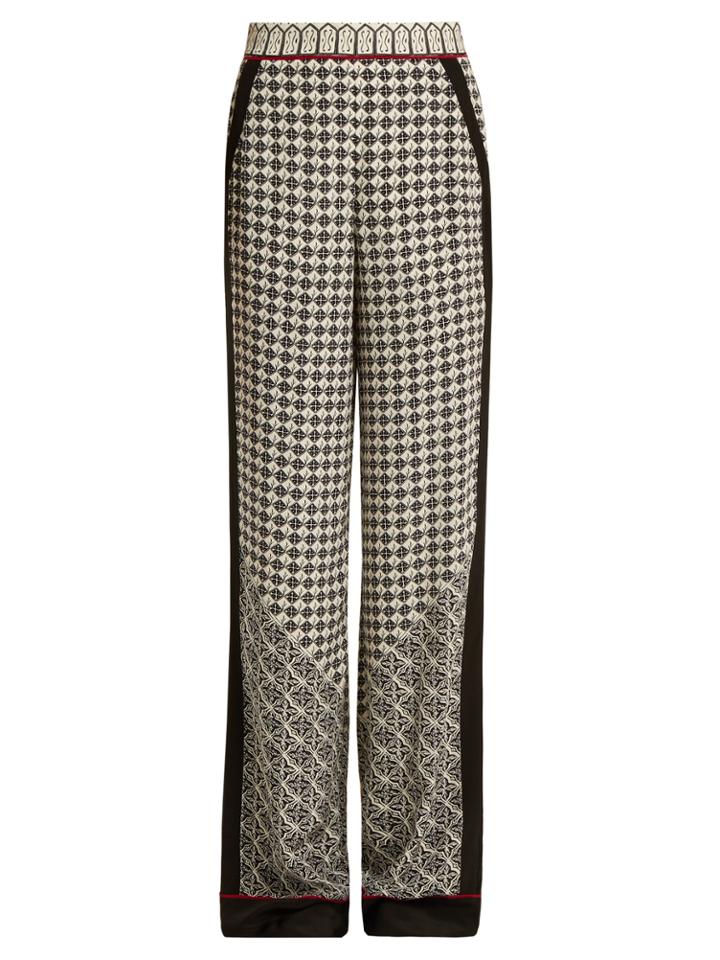 Talitha Wide-leg Scarf-print Silk Trousers