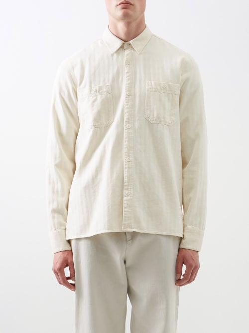 Officine Gnrale - Ahmad Patch-pocket Herringbone-cotton Shirt - Mens - Cream