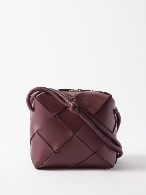 Bottega Veneta - Cassette Mini Intrecciato-leather Cross-body Bag - Womens - Burgundy