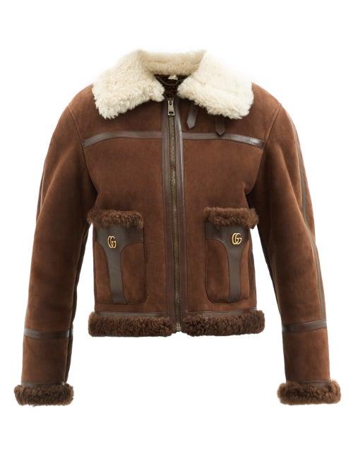Gucci - Shearling Suede Jacket - Womens - Brown Multi