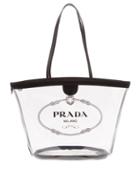 Matchesfashion.com Prada - Logo Print Clear Pvc Tote - Womens - Black