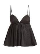 Matchesfashion.com Brock Collection - Ombrello Pleated Crumpled Cotton Blend Top - Womens - Black