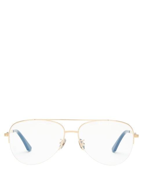 Matchesfashion.com Cartier Eyewear - Aviator Titanium Glasses - Womens - Gold